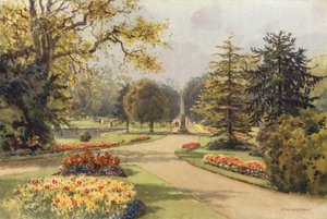 A Jephson Gardensben, Leamington (színes litho) alkotó: Ernest William Haslehust