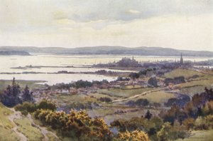 Poole kikötője a Constitutional Hillről (színes litó) alkotó: Ernest William Haslehust