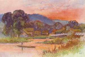 Temze folyó: Streatley (színes litográfia) alkotó: Ernest William Haslehust