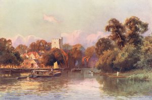 Temze folyó: Twickenham (színes litográfia) alkotó: Ernest William Haslehust