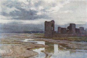 Sands of Dee, Flint Castle (színes litho) alkotó: Ernest William Haslehust