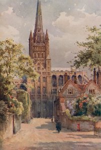 The Cathedral Precincts, Norwich (színes litho)