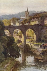 Knaresborough történelmi óvárosa (színes litó) alkotó: Ernest William Haslehust