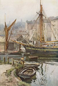 The Quay Exeterben (színes litó) alkotó: Ernest William Haslehust