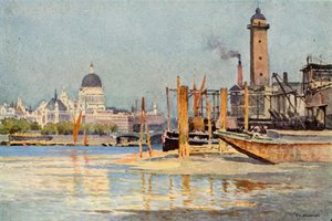 A Temze a Waterloo híd alatt (színes litó) alkotó: Ernest William Haslehust