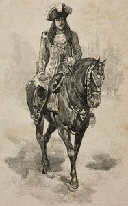 Savoyai Vittorio Emanuele torinói gróf Savoyai Vittorio Amedeo II jelmezében a Villa Borghese versenyen I. Umberto és Savoyai Margherita ezüstlakodalma alkalmából, Róma, Olaszország