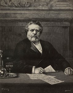 Giosue Carducci (1835-1907), olasz költő és író, 1906-os Nobel-díjas, Ernesto Mancastroppa metszet Vittorio Corcos festményéből, L