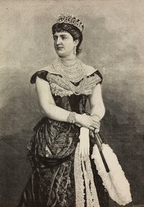 Savoyai Margit (1851-1926), Olaszország királynője 1878-tól 1900-ig, fotó Cattani, Bertelli és de Hagen, Ernesto Mancastroppa metszet a L