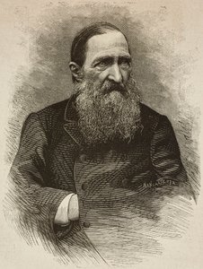 Jozef Ignacy Kraszewski költő (1812-1887) Genfben március 19-én, Ernesto Mancastroppa metszet, Romarolo fotója, L