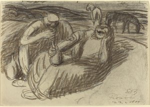 Olasz parasztok borospalackokkal, 1909. alkotó: Ernst Barlach