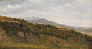 Német táj, kilátással a széles völgyre, kb. 1829-30. alkotó: Ernst Christian Frederik Petzholdt