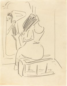 Egy tükör előtt fésülködő nő, 19. század vége – 20. század eleje. alkotó: Ernst Ludwig Kirchner