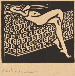 Meztelen lány hever a kanapén, 1905. alkotó: Ernst Ludwig Kirchner