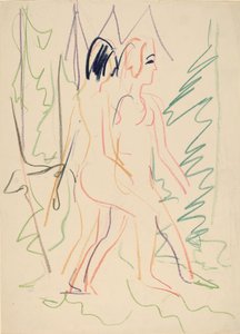 Két akt egy erdőben, 1925. alkotó: Ernst Ludwig Kirchner