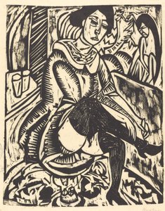 Cipőjét megkötő nő, Frau, Schuh Zuknopfend, 1912. alkotó: Ernst Ludwig Kirchner