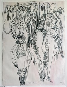 Egy utca Berlinben, Németországban (rajz alkotó: Ernst Ludwig Kirchner