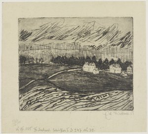Szántóföldek és házak az Erzgebirge-ben alkotó: Ernst Ludwig Kirchner