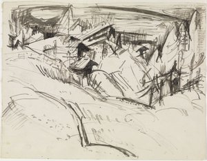Alp, kunyhókkal és fenyőkkel alkotó: Ernst Ludwig Kirchner