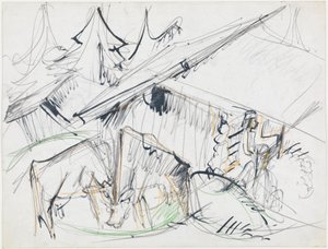 Alpesi kunyhó tehenekkel (Stafelalp) alkotó: Ernst Ludwig Kirchner