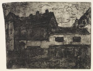 Régi házak közötti átjáró Drezda-Deubenben alkotó: Ernst Ludwig Kirchner