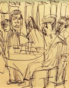 A kávézó asztalánál alkotó: Ernst Ludwig Kirchner