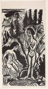Fürdőzők a sziklákban. 1921 alkotó: Ernst Ludwig Kirchner