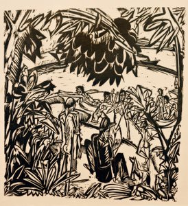 Fürdős jelenet a faágak alatt alkotó: Ernst Ludwig Kirchner