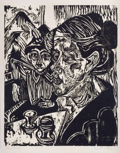 Paraszti asszony és fia az asztalnál (Schmidt asszony és fia, Martin) alkotó: Ernst Ludwig Kirchner