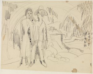 Parasztpár hegyvidéki táj előtt alkotó: Ernst Ludwig Kirchner