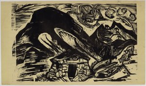 Hegyek hegyi kunyhóval alkotó: Ernst Ludwig Kirchner