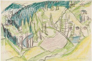 Hegyi táj fenyőkkel alkotó: Ernst Ludwig Kirchner