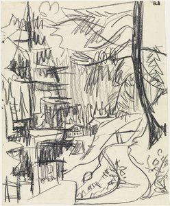 Hegyi erdő és kunyhók alkotó: Ernst Ludwig Kirchner