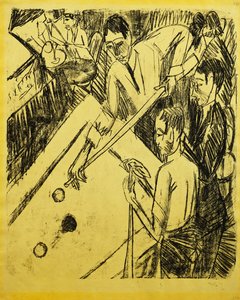 Biliárd játékos; Billardspieler, 1915 alkotó: Ernst Ludwig Kirchner