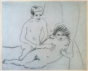 Pár egy ágyon fekvő meztelen pár – Ernst Ludwig Kirchner (1880-1938) rajza, New York, Modern Művészetek Múzeuma alkotó: Ernst Ludwig Kirchner