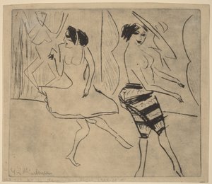 Táncosnők a műteremben alkotó: Ernst Ludwig Kirchner