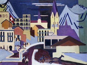 Davos Platz pályaudvar; Davos-Platz a vasútállomáson, 1931 alkotó: Ernst Ludwig Kirchner