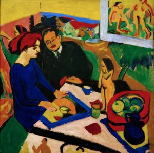 Doris és Heckel az asztalnál alkotó: Ernst Ludwig Kirchner