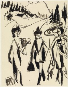 Három sétáló hegyvidéki tájban alkotó: Ernst Ludwig Kirchner