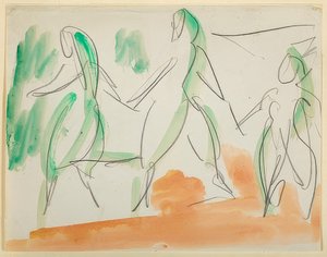 Három táncos. 1911-es Folkwang vázlatfüzet (34. o.) alkotó: Ernst Ludwig Kirchner