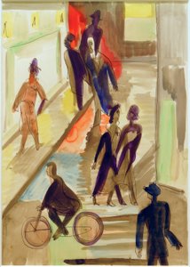 E.L. Kirchner, utcakép kerékpárral alkotó: Ernst Ludwig Kirchner