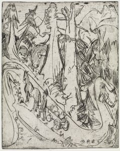 Kecskék és tejszállító teherautók felhajtása a hegyi úton alkotó: Ernst Ludwig Kirchner