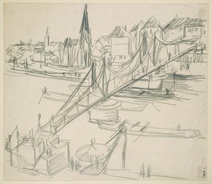 "Eiserner Steg" Frankfurt am Mainban, kilátással Sachsenhausenre alkotó: Ernst Ludwig Kirchner