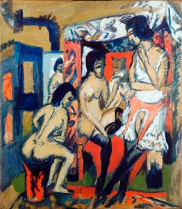 Meztelen nők egy műteremben – Ernst Ludwig Kirchner (1880-1938) festménye alkotó: Ernst Ludwig Kirchner