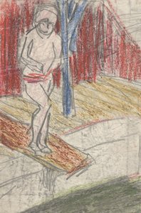 Ábra a búvárdeszkán (ceruza és zsírkréta papíron) alkotó: Ernst Ludwig Kirchner