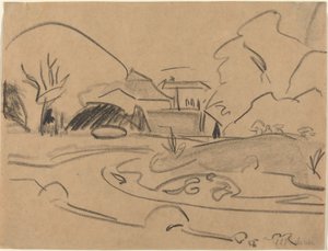 Gyalogutak és pavilon a drezdai Grosser Gartenben alkotó: Ernst Ludwig Kirchner