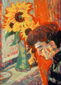 Női fej napraforgó előtt alkotó: Ernst Ludwig Kirchner
