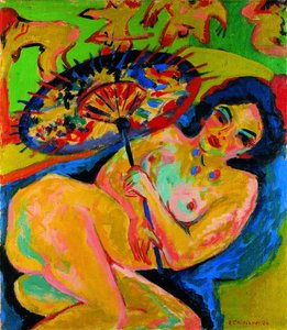 Lány japán esernyő alatt, c. 1909 alkotó: Ernst Ludwig Kirchner