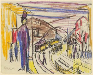 Nagyvárosi út villamosvonalakkal alkotó: Ernst Ludwig Kirchner