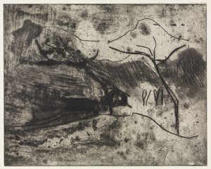 Házikó fák alatt a hóban / Part, szél, csónakok alkotó: Ernst Ludwig Kirchner
