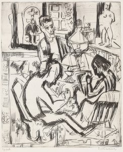 Belső emberekkel. 1923 alkotó: Ernst Ludwig Kirchner